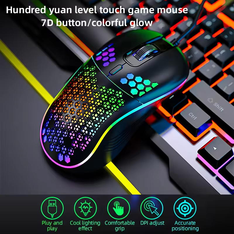 7200DPI Optical Gaming Mouse Ergonomic RGB USB Wired Mouse