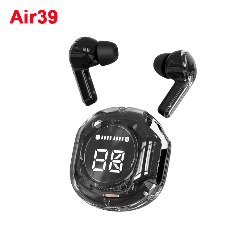 Wireless Bluetooth headset transparent headphones led power digital display stereo sound earphones for sports working